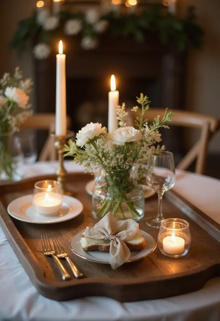 27 Valentine Candle Decor Ideas and Easy DIY Inspirations 56 27 Valentine Candle Decor Ideas and Easy DIY Inspirations - 22. Elegant Candlelit Dinner Tray