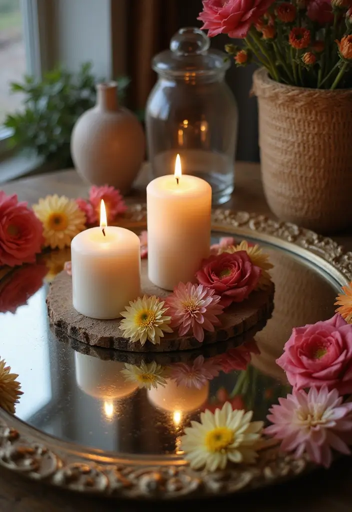 27 Valentine Candle Decor Ideas and Easy DIY Inspirations 57 27 Valentine Candle Decor Ideas and Easy DIY Inspirations - 23. Shimmering Mirror Candle Displays