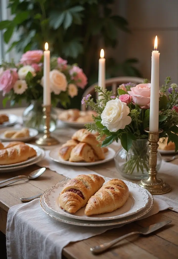 27 Valentine Candle Decor Ideas and Easy DIY Inspirations 62 27 Valentine Candle Decor Ideas and Easy DIY Inspirations - 26. Candlelight Brunch Setting