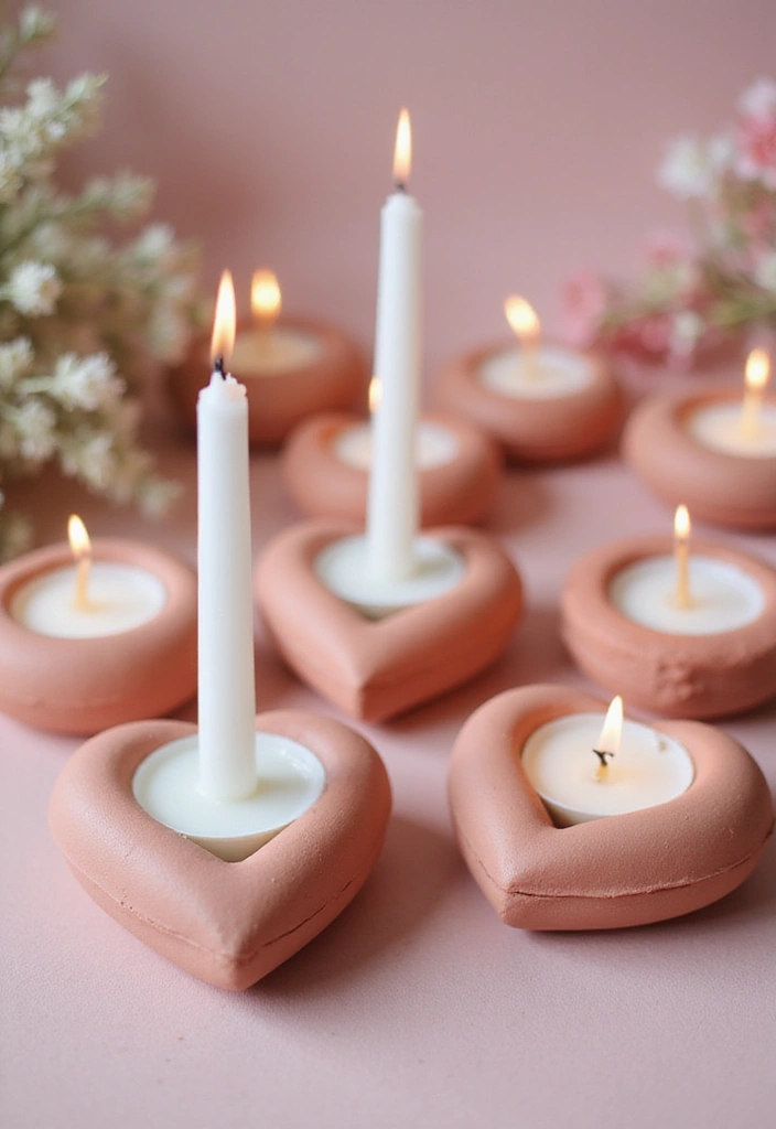 27 Valentine Candle Decor Ideas and Easy DIY Inspirations 25 27 Valentine Candle Decor Ideas and Easy DIY Inspirations - 5. DIY Heart-Shaped Candle Holders