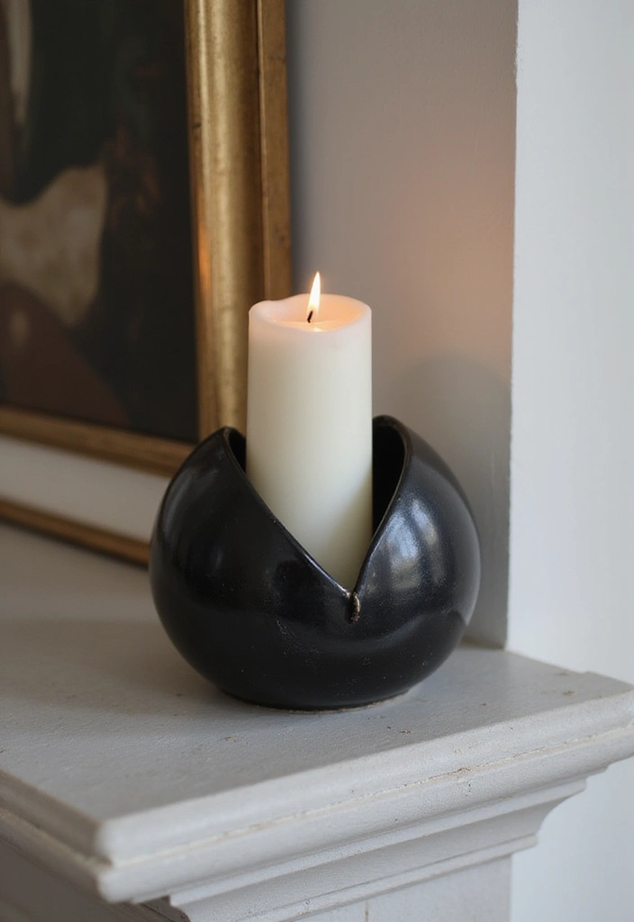 28 Black Candle Holder Decor Ideas for a Modern Bold Aesthetic - 14. Artistic Black Candle Holders