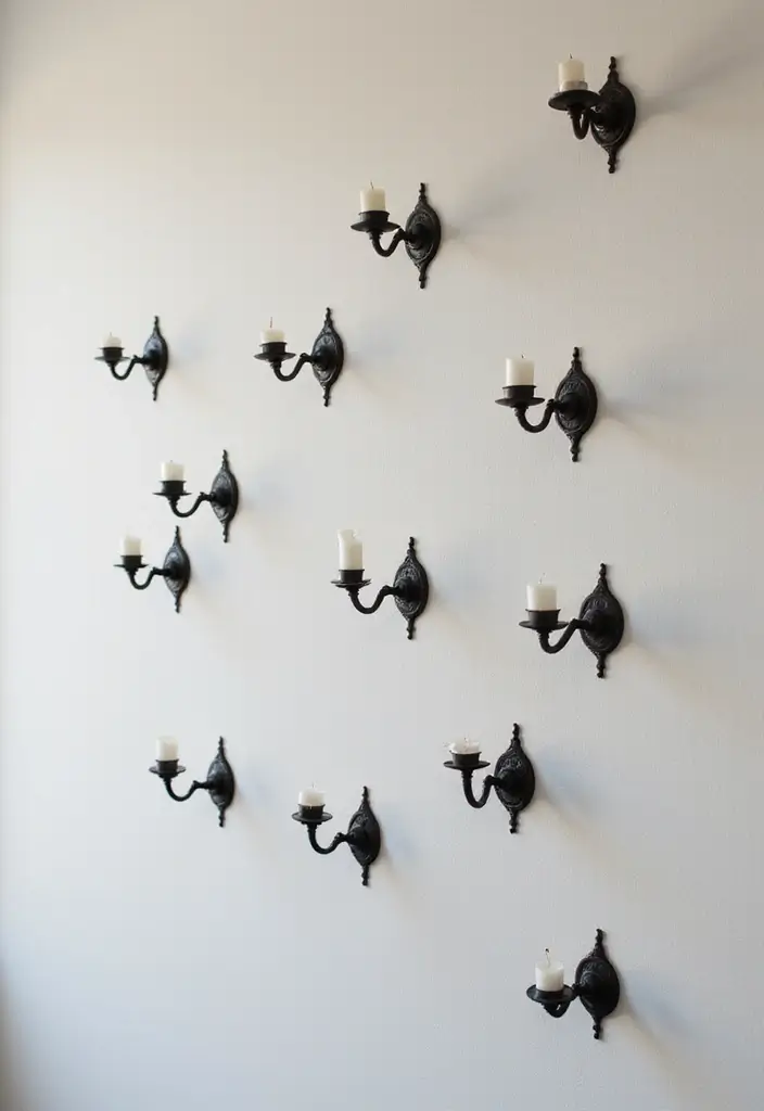 28 Black Candle Holder Decor Ideas for a Modern Bold Aesthetic - 21. Candle Holders as Wall Decor