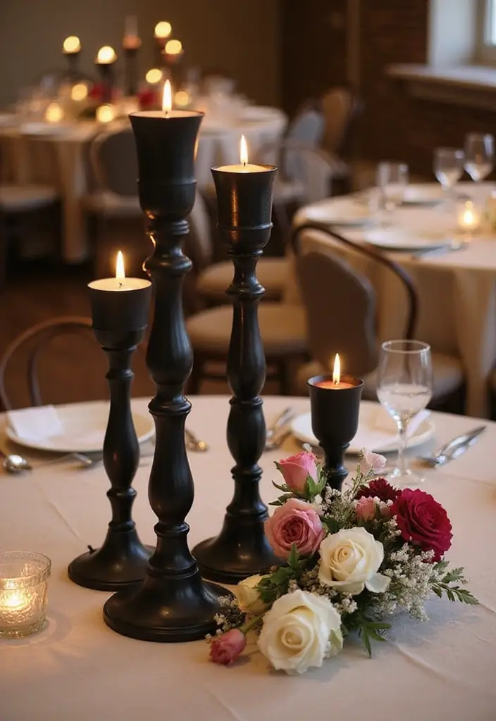 28 Black Candle Holder Decor Ideas for a Modern Bold Aesthetic - 4. Clustered Candle Arrangements