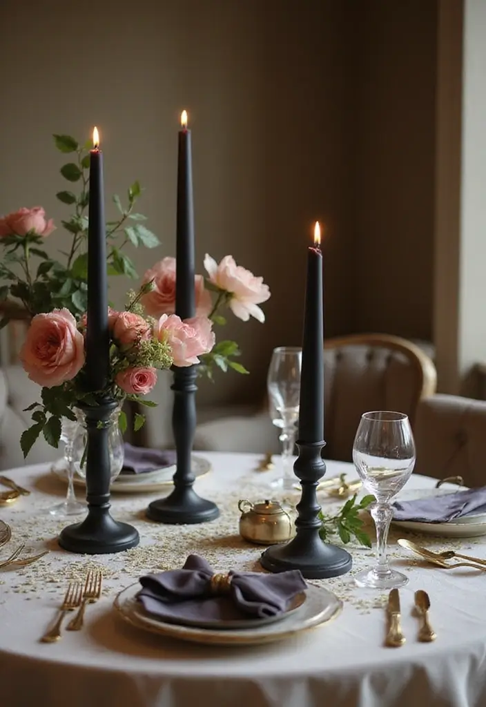 28 Black Candle Holder Decor Ideas for a Modern Bold Aesthetic - 8. Candle Holders as Centerpieces