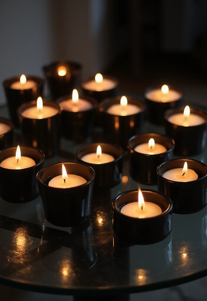 28 Black Candle Holder Decor Ideas for a Modern Bold Aesthetic - 9. Candle Holders with Reflective Surfaces