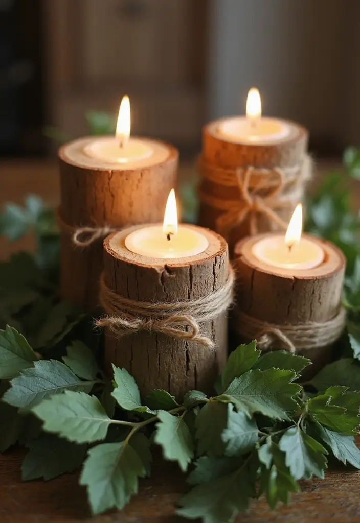 28 Candle Holder Decor Ideas for Every Style of Home 2 28 Candle Holder Decor Ideas for Every Style of Home - 2. Rustic Wooden Holders