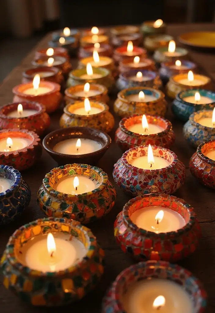 28 Candle Holder Decor Ideas for Every Style of Home 37 28 Candle Holder Decor Ideas for Every Style of Home - 21. Colorful Mosaic Holders