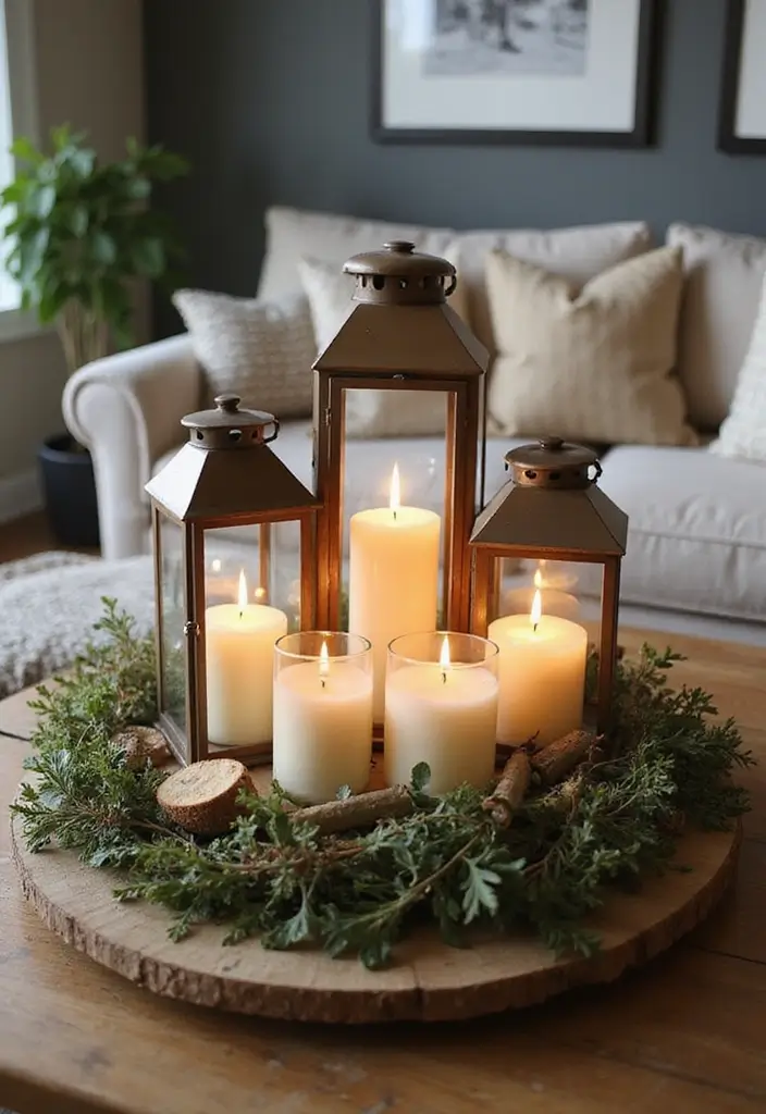 28 Home Decor Ideas with Candle Lanterns for Cozy Corners 43 28 Home Decor Ideas with Candle Lanterns for Cozy Corners - 11. Coffee Table Centerpiece