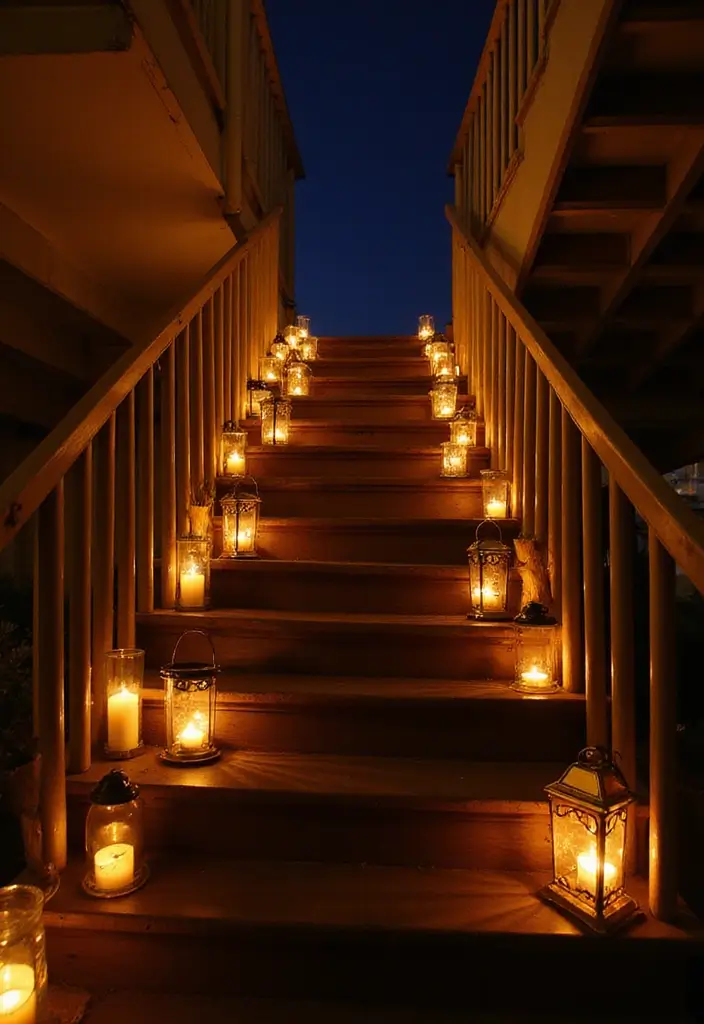 28 Home Decor Ideas with Candle Lanterns for Cozy Corners 55 28 Home Decor Ideas with Candle Lanterns for Cozy Corners - 15. Lanterns on Stairs