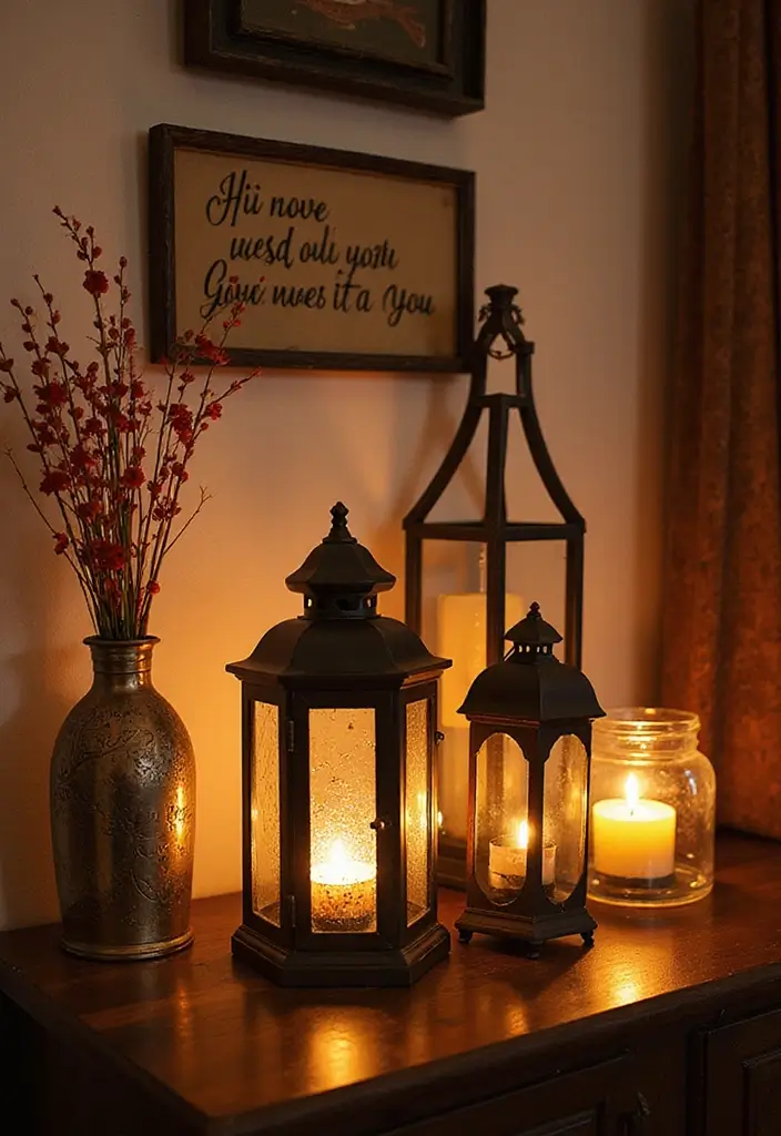 28 Home Decor Ideas with Candle Lanterns for Cozy Corners 57 28 Home Decor Ideas with Candle Lanterns for Cozy Corners - 17. Lanterns with Inspirational Quotes