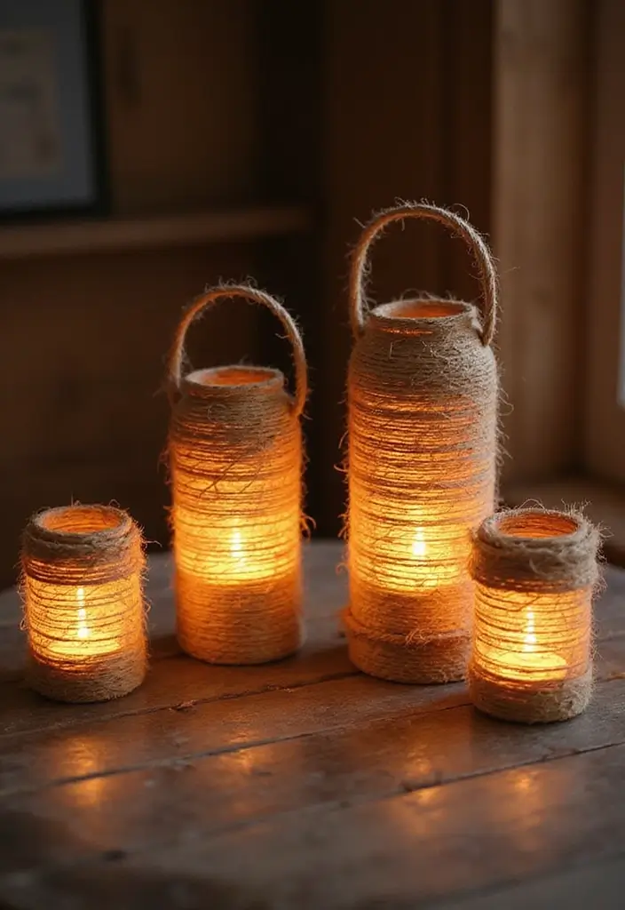 28 Home Decor Ideas with Candle Lanterns for Cozy Corners 79 28 Home Decor Ideas with Candle Lanterns for Cozy Corners - 23. Lanterns with Jute Rope