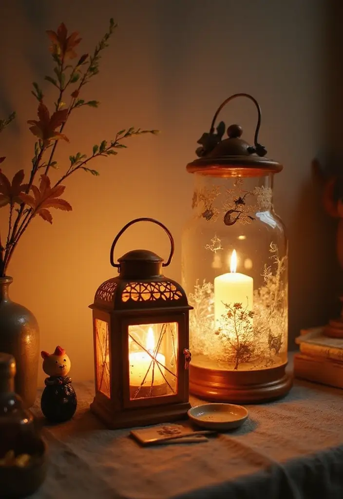 28 Home Decor Ideas with Candle Lanterns for Cozy Corners 101 28 Home Decor Ideas with Candle Lanterns for Cozy Corners - 27. Lanterns with Whimsical Accents