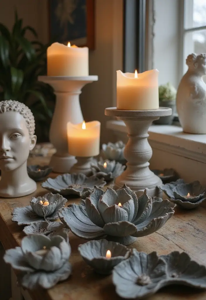 28 Lotus Candle Holder Decor Ideas That Add Serenity 38 28 Lotus Candle Holder Decor Ideas That Add Serenity - 10. Incorporating Lotus Holders into Art Displays