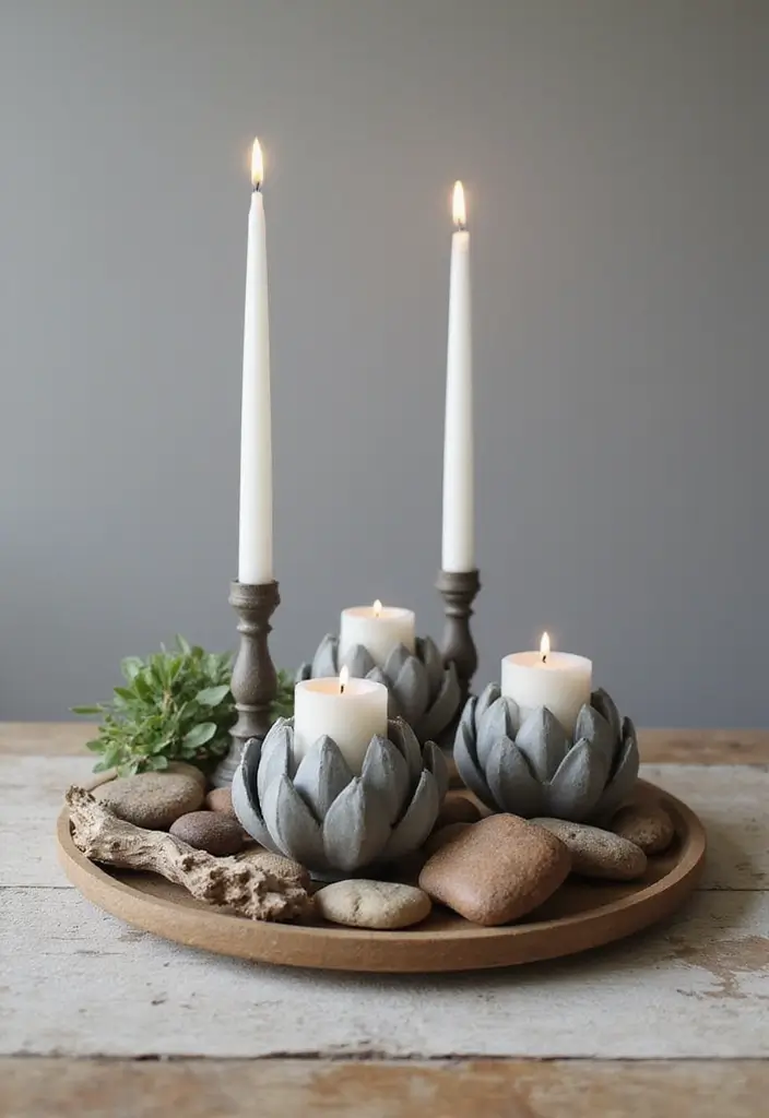 28 Lotus Candle Holder Decor Ideas That Add Serenity 41 28 Lotus Candle Holder Decor Ideas That Add Serenity - 11. Lotus Holders with Natural Elements