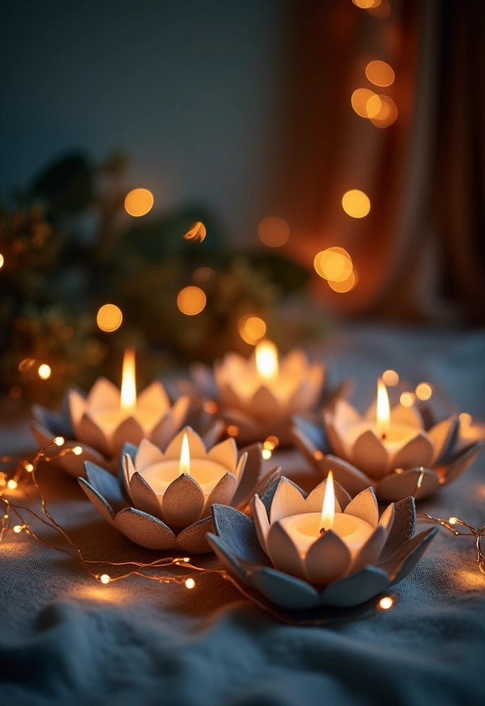 28 Lotus Candle Holder Decor Ideas That Add Serenity 52 28 Lotus Candle Holder Decor Ideas That Add Serenity - 14. Lotus Holders with Fairy Lights