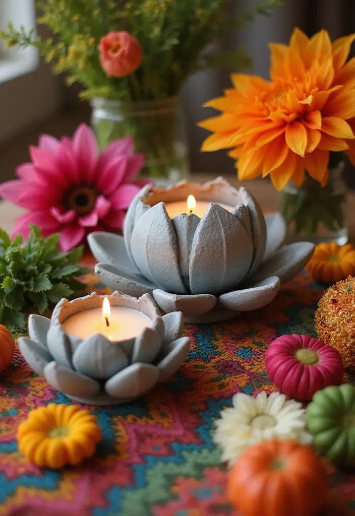 28 Lotus Candle Holder Decor Ideas That Add Serenity 77 28 Lotus Candle Holder Decor Ideas That Add Serenity - 21. Lotus Holders with Colorful Accents