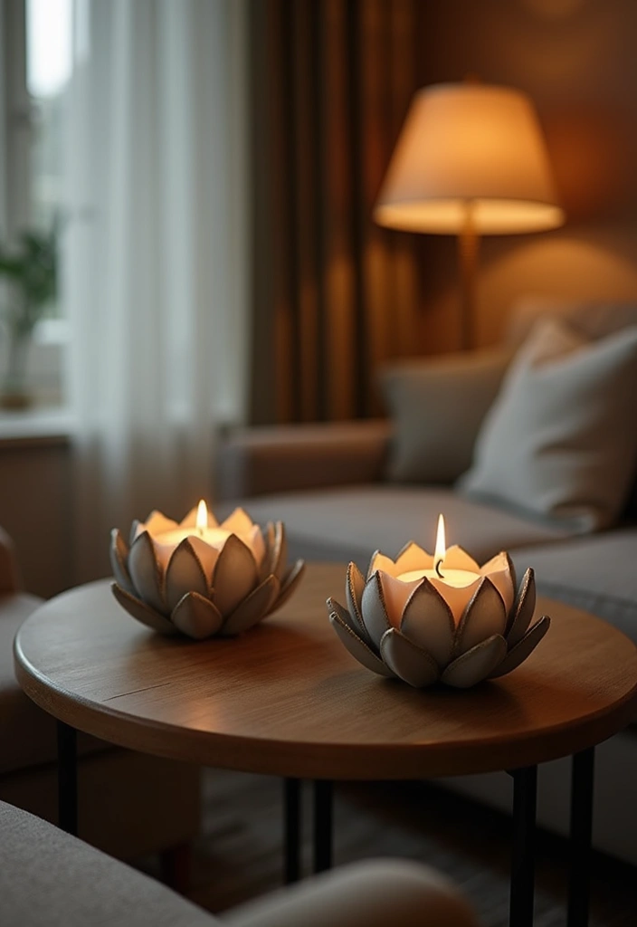 28 Lotus Candle Holder Decor Ideas That Add Serenity 102 28 Lotus Candle Holder Decor Ideas That Add Serenity - 26. Lotus Holders in a Cozy Corner