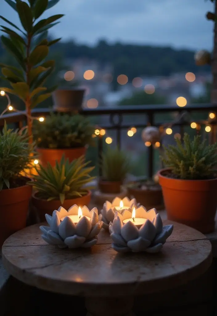 28 Lotus Candle Holder Decor Ideas That Add Serenity 106 28 Lotus Candle Holder Decor Ideas That Add Serenity - 28. Lotus Holders on a Balcony