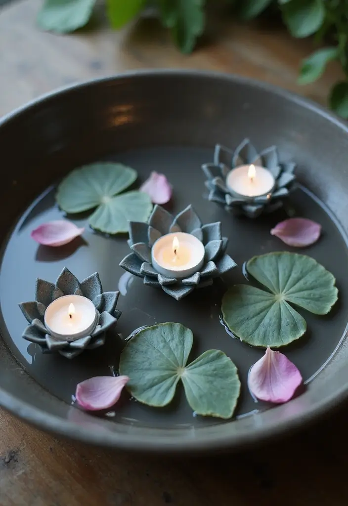 28 Lotus Candle Holder Decor Ideas That Add Serenity 9 28 Lotus Candle Holder Decor Ideas That Add Serenity - 3. Floating Lotus Candles in a Bowl