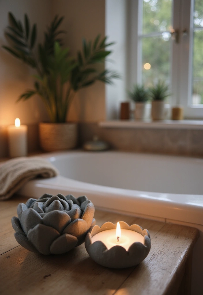 28 Lotus Candle Holder Decor Ideas That Add Serenity 22 28 Lotus Candle Holder Decor Ideas That Add Serenity - 6. Lotus Candle Holders in the Bathroom