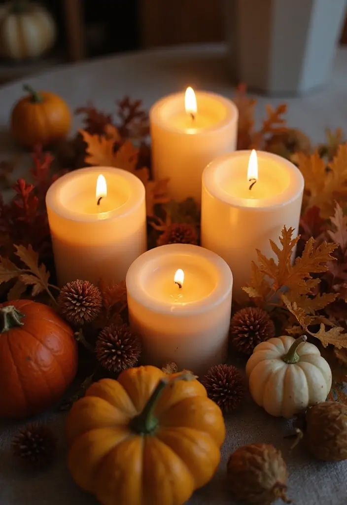 28 Modern Home Decor Ideas with Candles and Plants for Fresh Vibes 45 28 Modern Home Decor Ideas with Candles and Plants for Fresh Vibes - 11. Candle Decor for Seasonal Changes