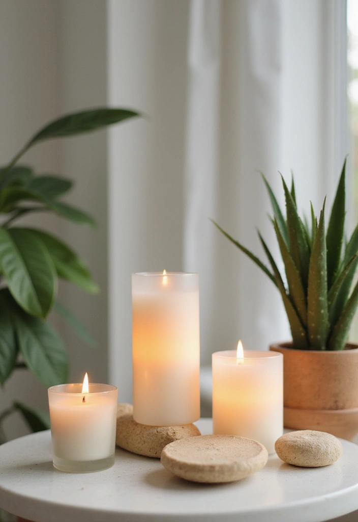 28 Modern Home Decor Ideas with Candles and Plants for Fresh Vibes 49 28 Modern Home Decor Ideas with Candles and Plants for Fresh Vibes - 15. Zen-inspired Spaces with Candles and Plants