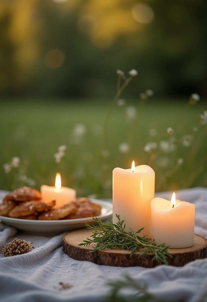 28 Modern Home Decor Ideas with Candles and Plants for Fresh Vibes 76 28 Modern Home Decor Ideas with Candles and Plants for Fresh Vibes - 24. Outdoor Picnic Decor with Candles and Greenery