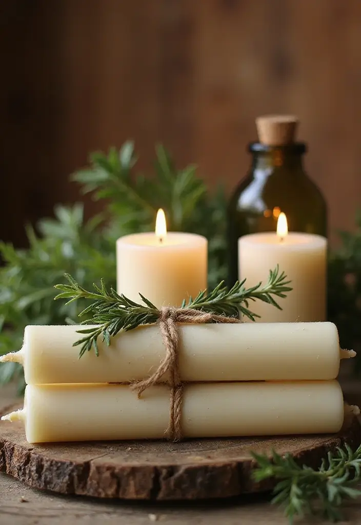 28 Modern Home Decor Ideas with Candles and Plants for Fresh Vibes 22 28 Modern Home Decor Ideas with Candles and Plants for Fresh Vibes - 6. Rustic Candle and Plant Bundles