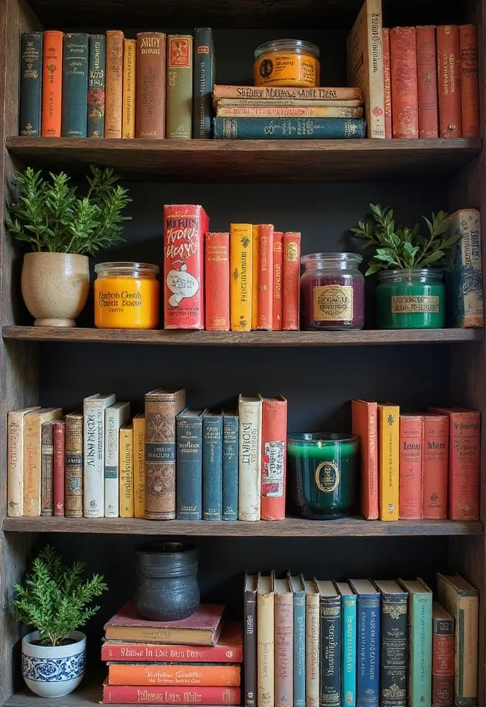 28 Modern Home Decor Ideas with Candles and Plants for Fresh Vibes 29 28 Modern Home Decor Ideas with Candles and Plants for Fresh Vibes - 7. Candle Shelfie with Green Accents