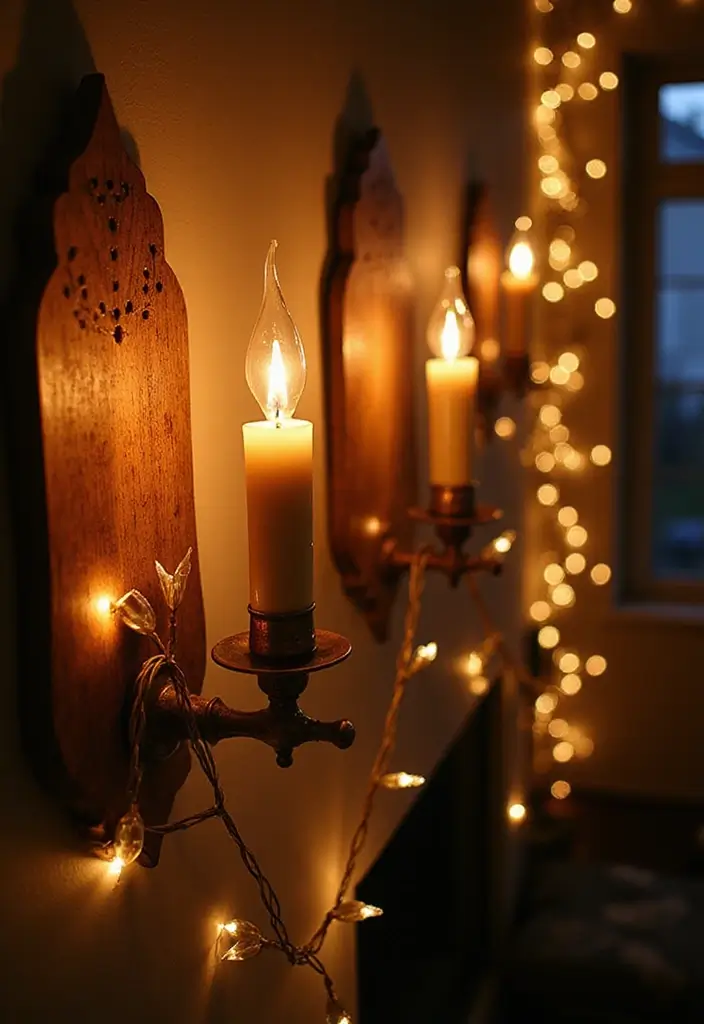 29 Candle Wall Sconce Decor Ideas That Feel Elegant and Cozy 46 29 Candle Wall Sconce Decor Ideas That Feel Elegant and Cozy - 14. Whimsical Fairy Lights