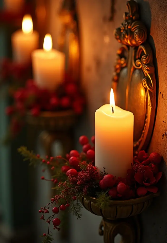 29 Candle Wall Sconce Decor Ideas That Feel Elegant and Cozy 48 29 Candle Wall Sconce Decor Ideas That Feel Elegant and Cozy - 16. Seasonal Floral Accents