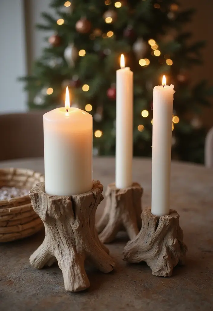 29 Candle Wall Sconce Decor Ideas That Feel Elegant and Cozy 76 29 Candle Wall Sconce Decor Ideas That Feel Elegant and Cozy - 28. Unique Candle Holders from Nature