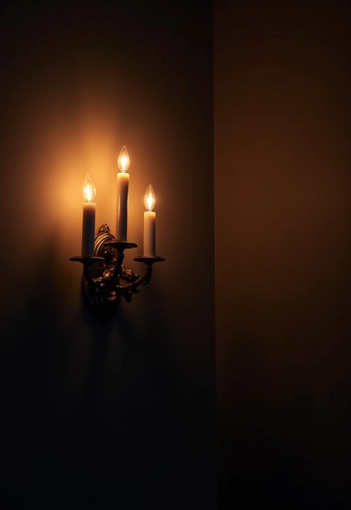 29 Candle Wall Sconce Decor Ideas That Feel Elegant and Cozy 83 29 Candle Wall Sconce Decor Ideas That Feel Elegant and Cozy - 29. Emphasizing Candlelight with Dark Walls
