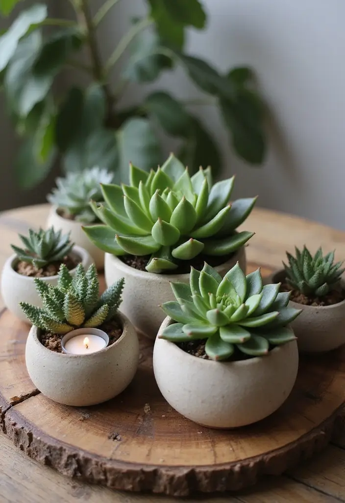 29 Rustic Wall Decor Ideas with Candles and Vases That Feel Inviting 58 29 Rustic Wall Decor Ideas with Candles and Vases That Feel Inviting - 10. Succulent Arrangements with Candles