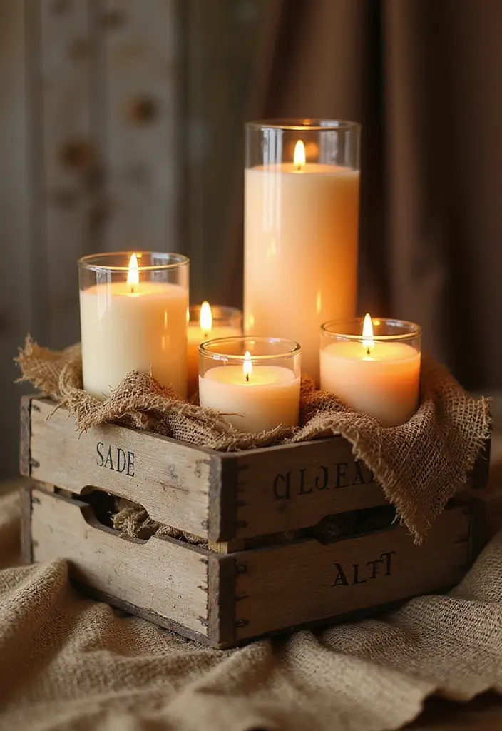 29 Rustic Wall Decor Ideas with Candles and Vases That Feel Inviting 71 29 Rustic Wall Decor Ideas with Candles and Vases That Feel Inviting - 15. Wooden Crate Candle Display