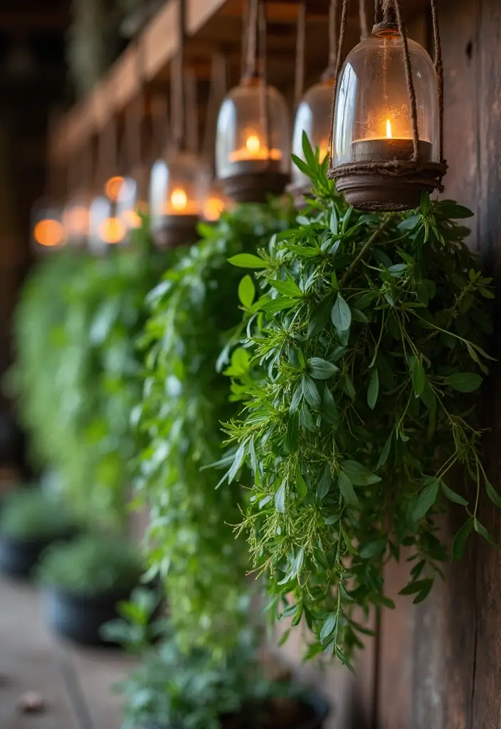 29 Rustic Wall Decor Ideas with Candles and Vases That Feel Inviting 96 29 Rustic Wall Decor Ideas with Candles and Vases That Feel Inviting - 22. Hanging Herb Bunches with Candle Holders