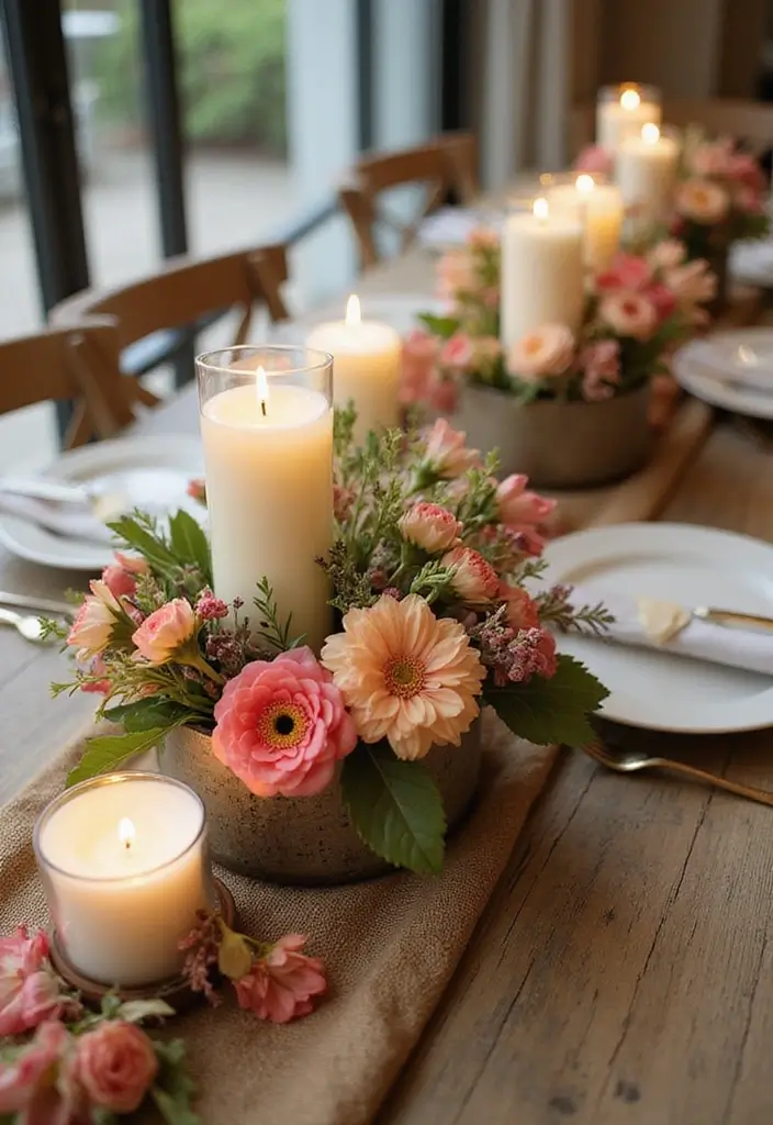 29 Rustic Wall Decor Ideas with Candles and Vases That Feel Inviting 97 29 Rustic Wall Decor Ideas with Candles and Vases That Feel Inviting - 23. Floral Arrangements with Candle Accents