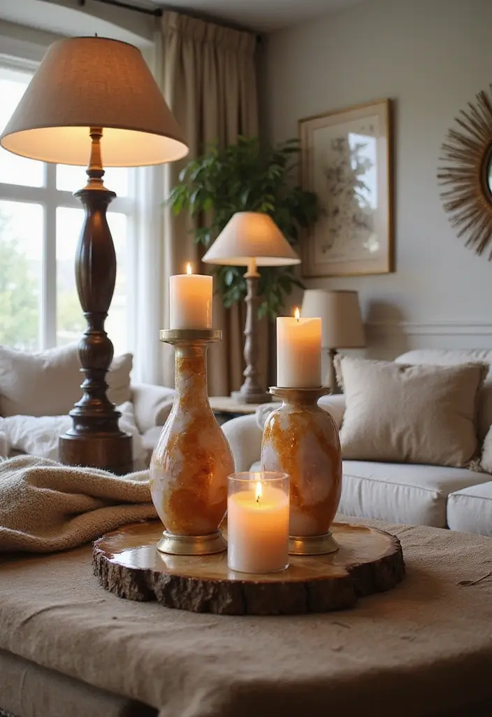 30 Agate Candle Holder Decor Ideas for a Luxurious Look 17 30 Agate Candle Holder Decor Ideas for a Luxurious Look - 11. Layered Lighting