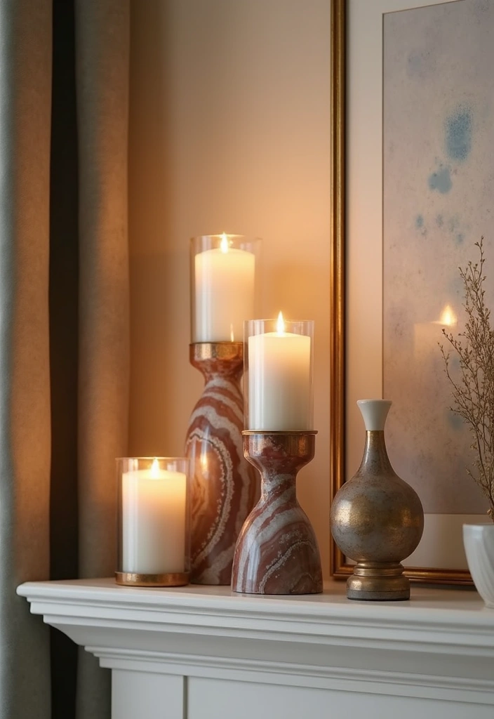 30 Agate Candle Holder Decor Ideas for a Luxurious Look 25 30 Agate Candle Holder Decor Ideas for a Luxurious Look - 13. Vertical Arrangements