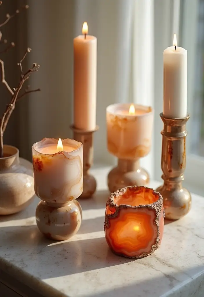 30 Agate Candle Holder Decor Ideas for a Luxurious Look 75 30 Agate Candle Holder Decor Ideas for a Luxurious Look - 27. Artistic Angles