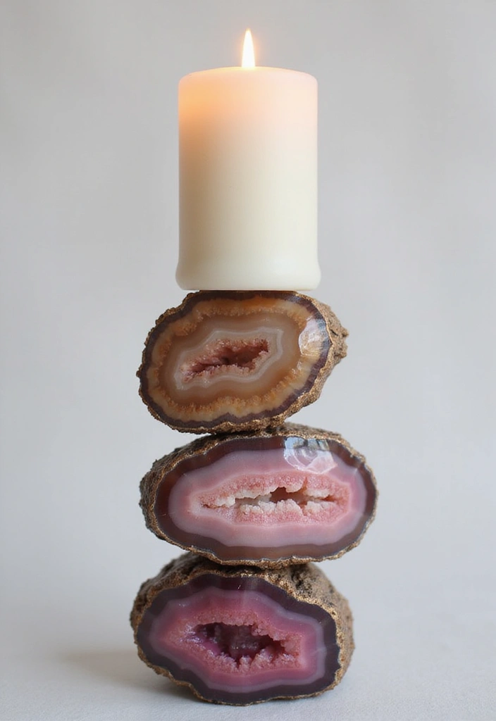 30 Agate Candle Holder Decor Ideas for a Luxurious Look 89 30 Agate Candle Holder Decor Ideas for a Luxurious Look - 29. Creative Stacking