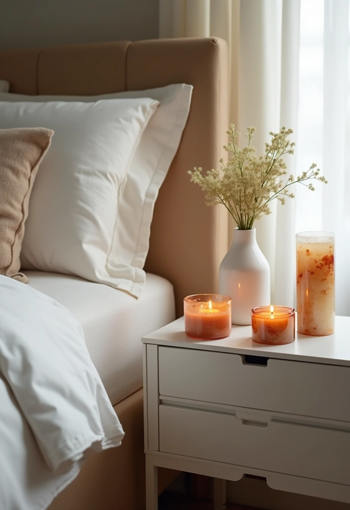 30 Agate Candle Holder Decor Ideas for a Luxurious Look 8 30 Agate Candle Holder Decor Ideas for a Luxurious Look - 4. Nightstand Serenity