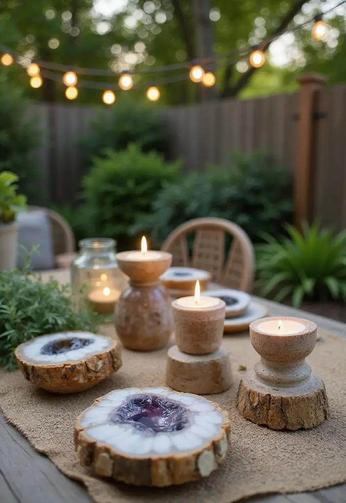 30 Agate Candle Holder Decor Ideas for a Luxurious Look 9 30 Agate Candle Holder Decor Ideas for a Luxurious Look - 5. Outdoor Oasis
