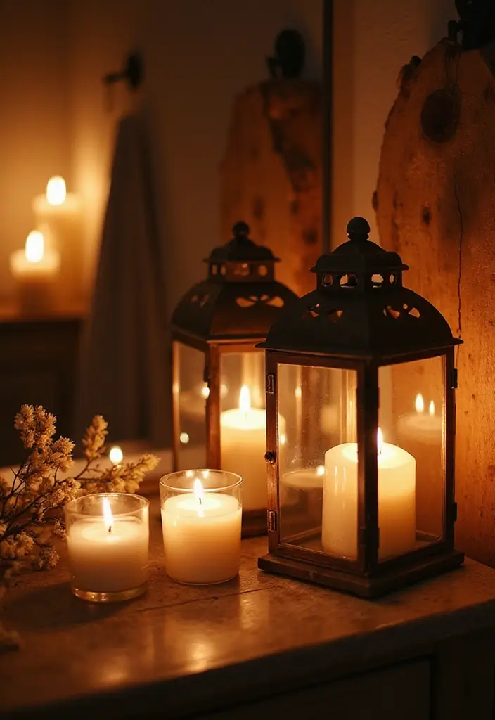 30 Bathroom Candle Decor Ideas for Spa-Like Relaxation 25 30 Bathroom Candle Decor Ideas for Spa-Like Relaxation - 11. Rustic Lanterns