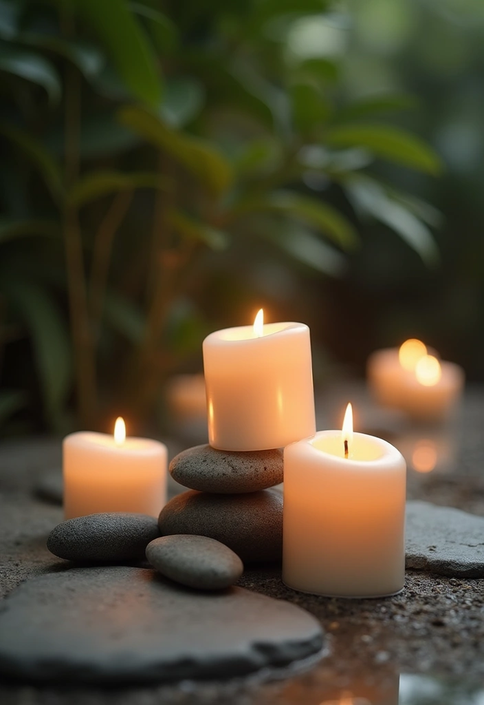 30 Bathroom Candle Decor Ideas for Spa-Like Relaxation 26 30 Bathroom Candle Decor Ideas for Spa-Like Relaxation - 12. Candle and Stone Displays