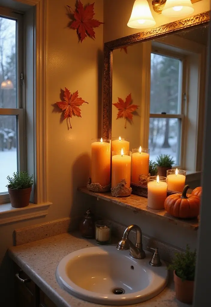 30 Bathroom Candle Decor Ideas for Spa-Like Relaxation 41 30 Bathroom Candle Decor Ideas for Spa-Like Relaxation - 15. Seasonal Candle Decor