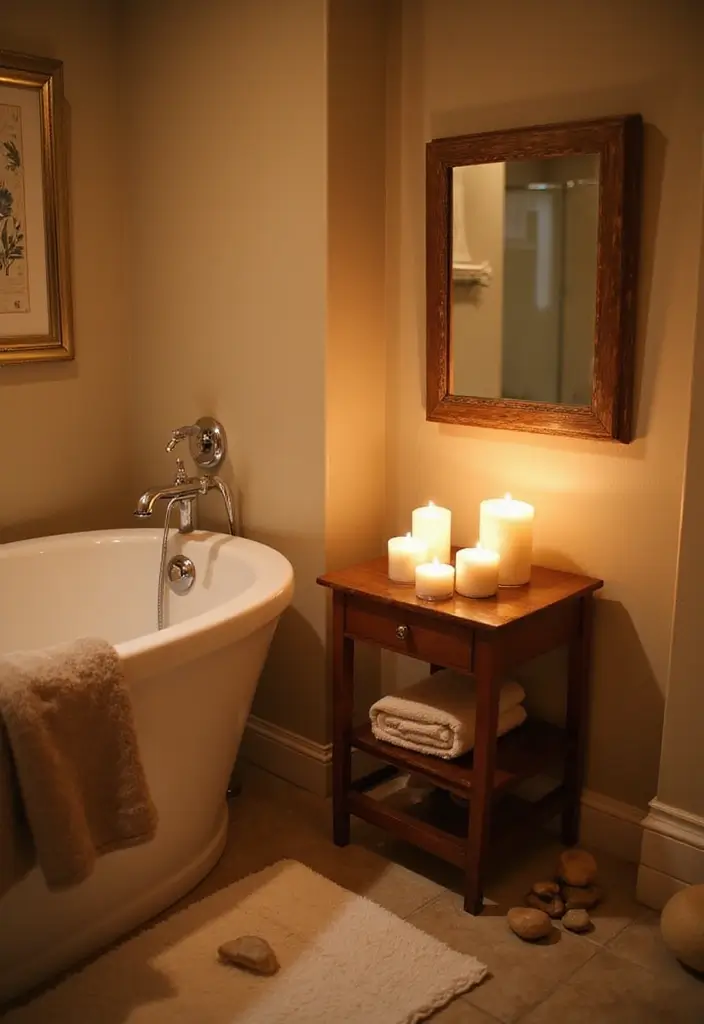 30 Bathroom Candle Decor Ideas for Spa-Like Relaxation 2 30 Bathroom Candle Decor Ideas for Spa-Like Relaxation - 2. Cozy Corner Setup