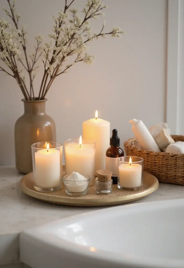 30 Bathroom Candle Decor Ideas for Spa-Like Relaxation 48 30 Bathroom Candle Decor Ideas for Spa-Like Relaxation - 20. Candle and Bath Accessories
