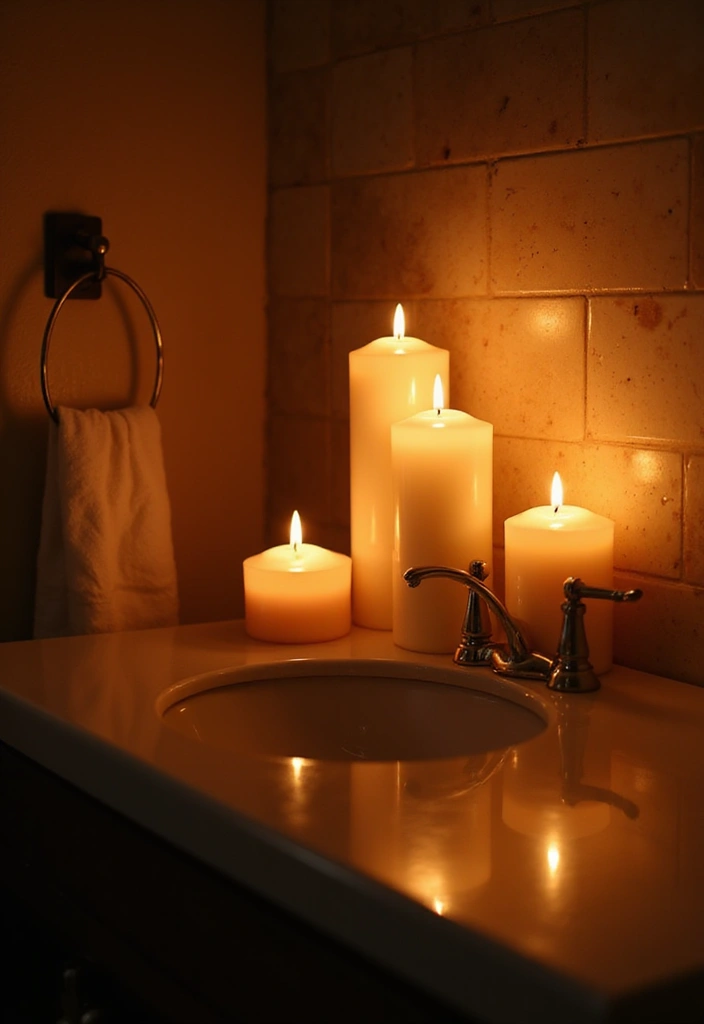 30 Bathroom Candle Decor Ideas for Spa-Like Relaxation 51 30 Bathroom Candle Decor Ideas for Spa-Like Relaxation - 21. Candle Dimming for Atmosphere