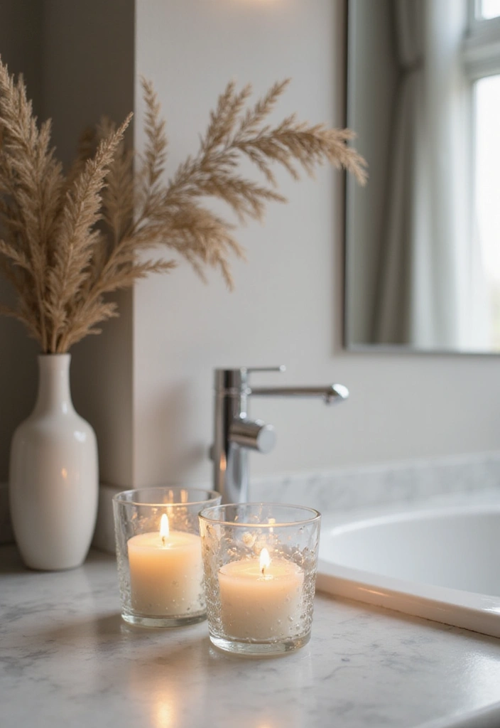 30 Bathroom Candle Decor Ideas for Spa-Like Relaxation 73 30 Bathroom Candle Decor Ideas for Spa-Like Relaxation - 27. Candle Jars for a Modern Look